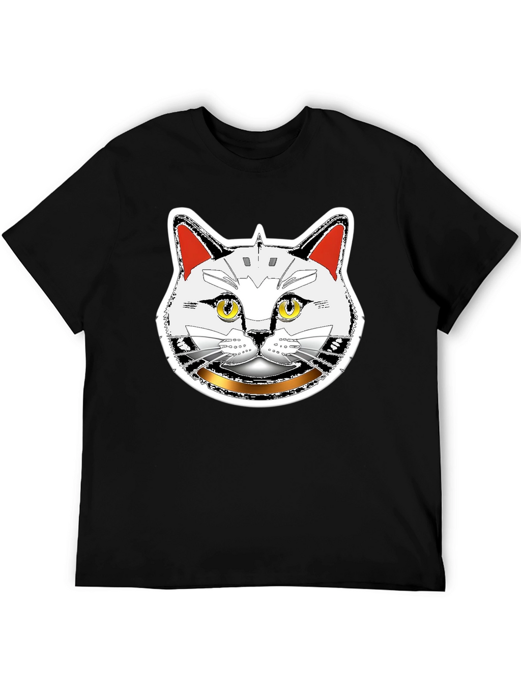 Robotic Cat Graphic T-Shirt - Black