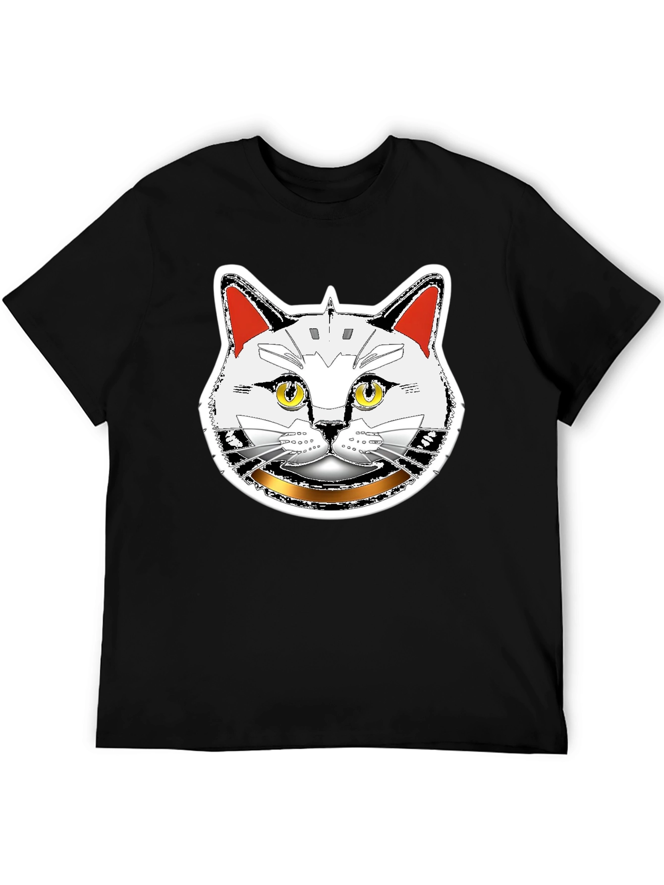 Robotic Cat Graphic T-Shirt - Black