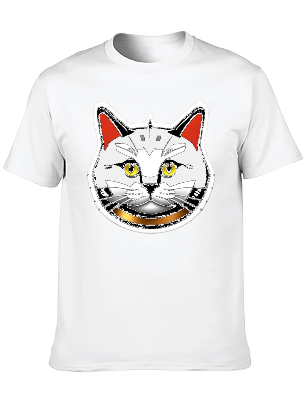 Robotic Cat Graphic T-Shirt - Black