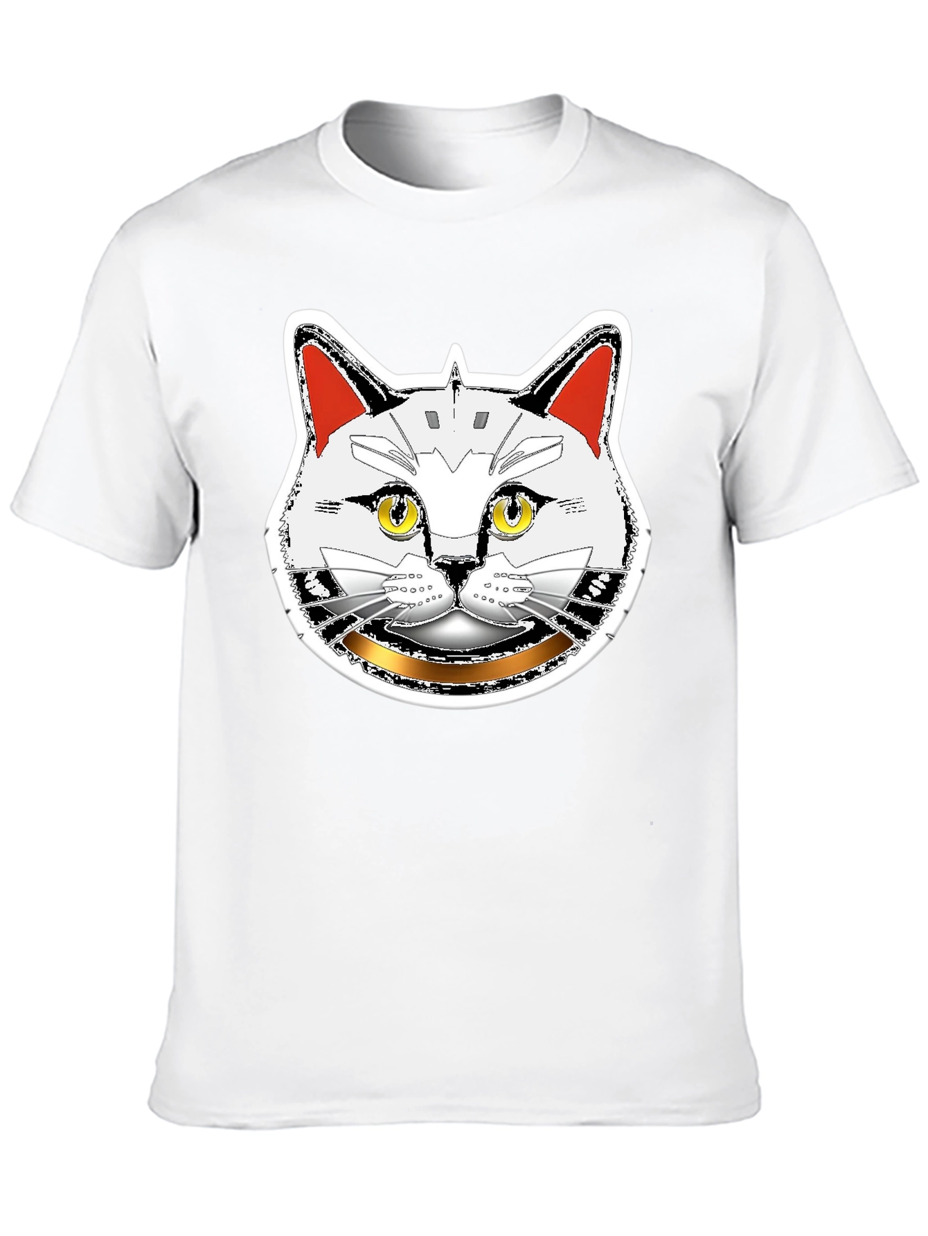 Robotic Cat Graphic T-Shirt - Black