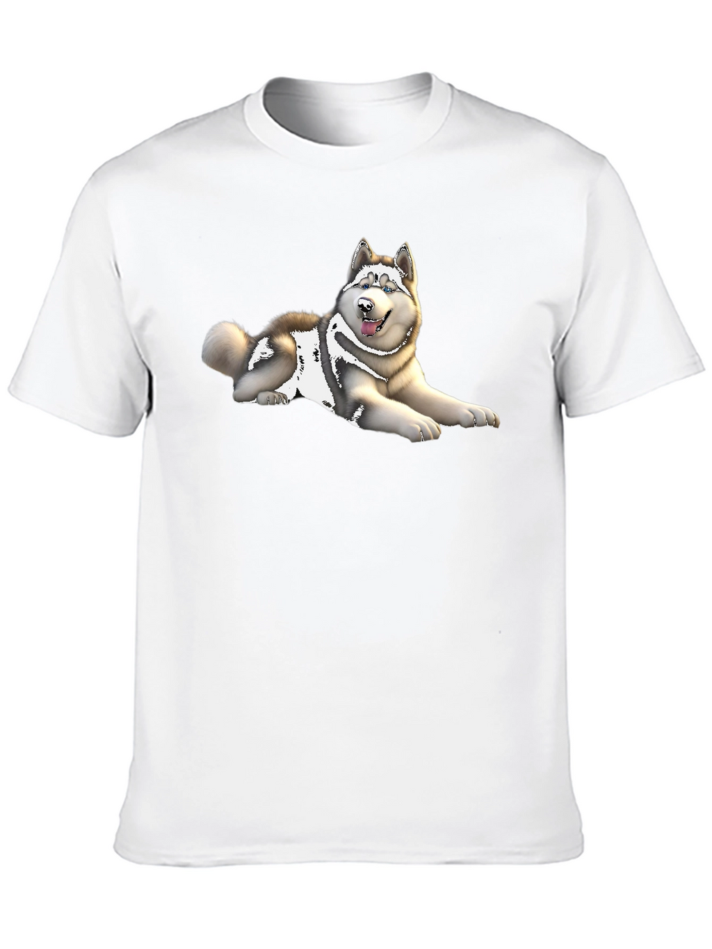 Husky Dog Graphic Print Black T-Shirt
