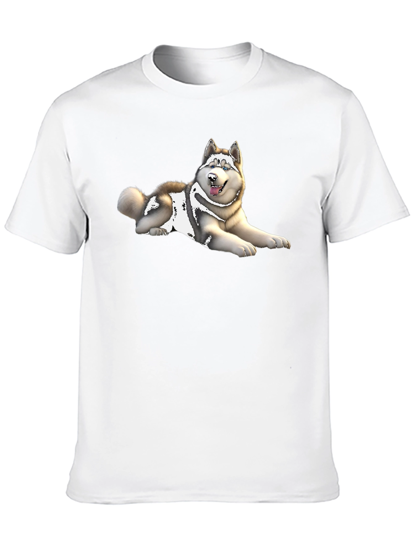 Husky Dog Graphic Print Black T-Shirt