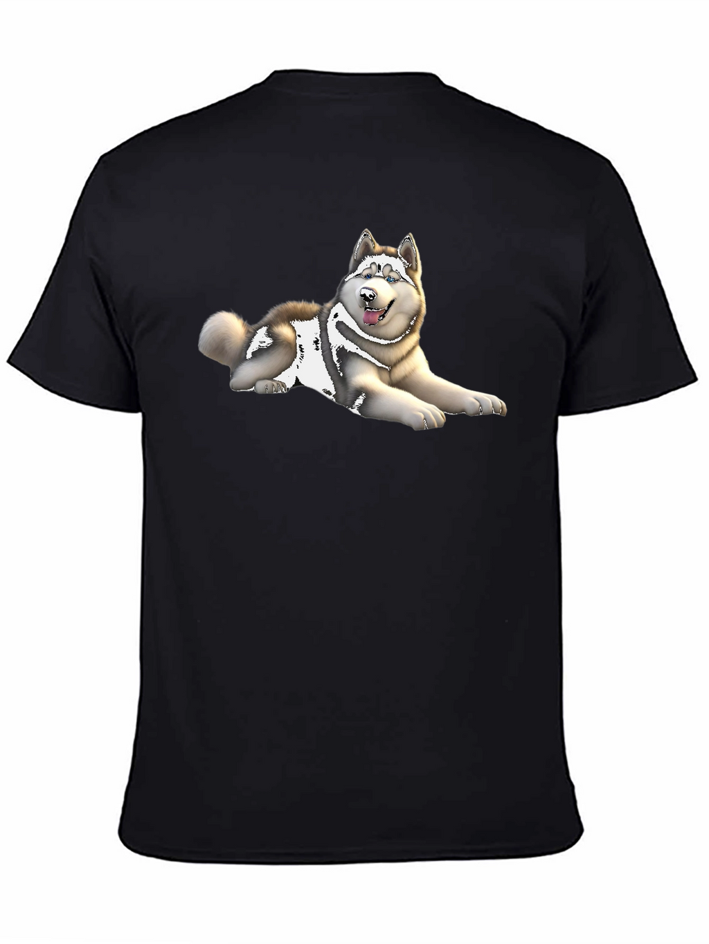Husky Dog Graphic Print Black T-Shirt