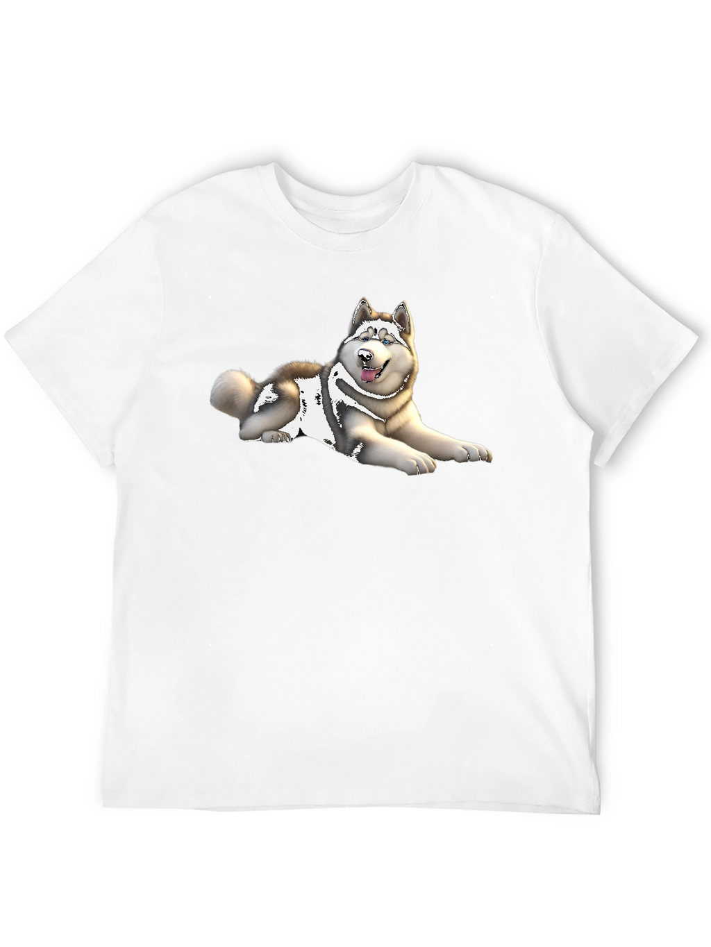 Husky Dog Graphic Print Black T-Shirt