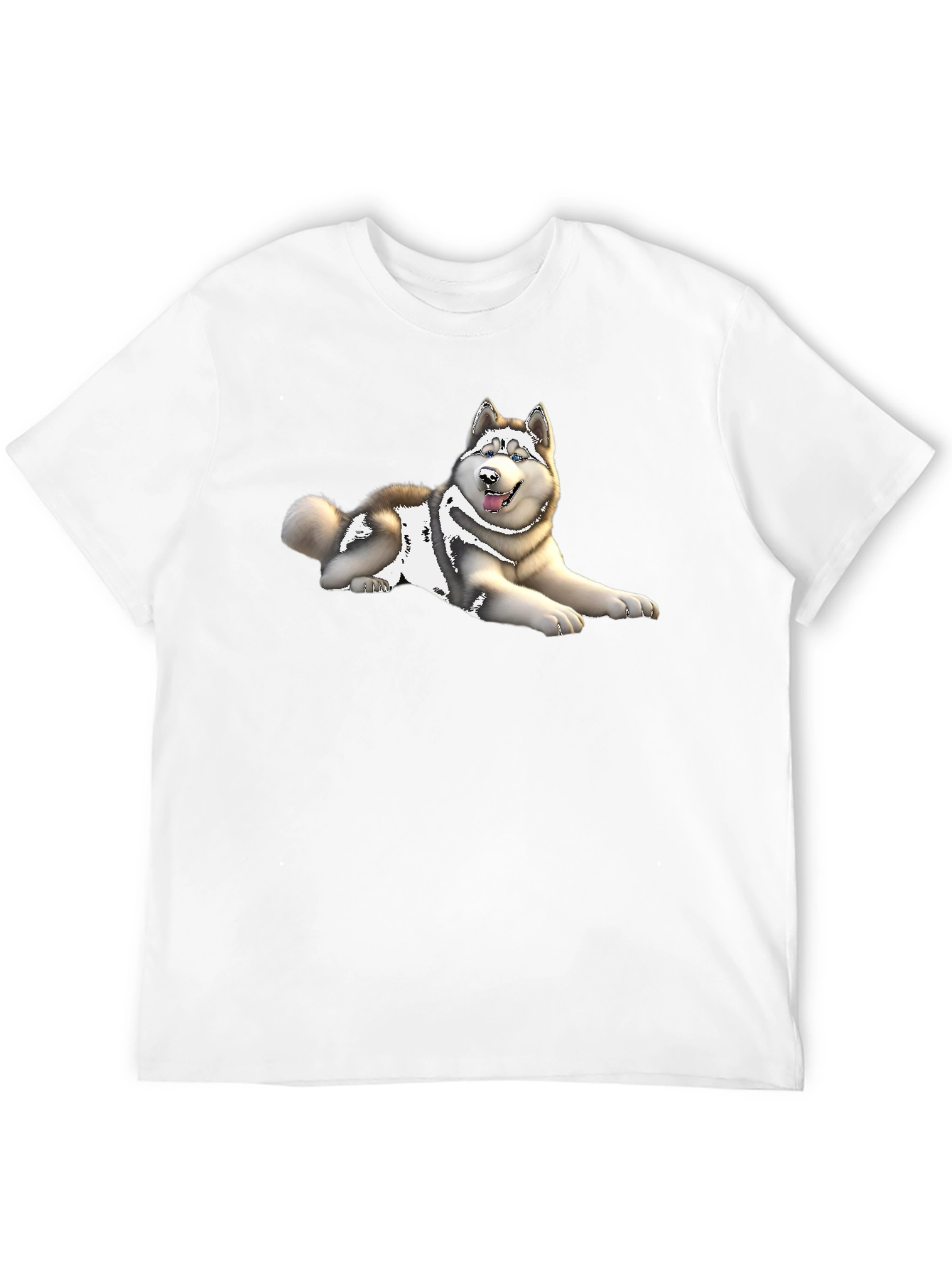 Husky Dog Graphic Print Black T-Shirt