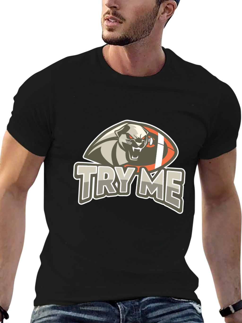 Try Me T-Shirt - Graphic Tee with Football Animal