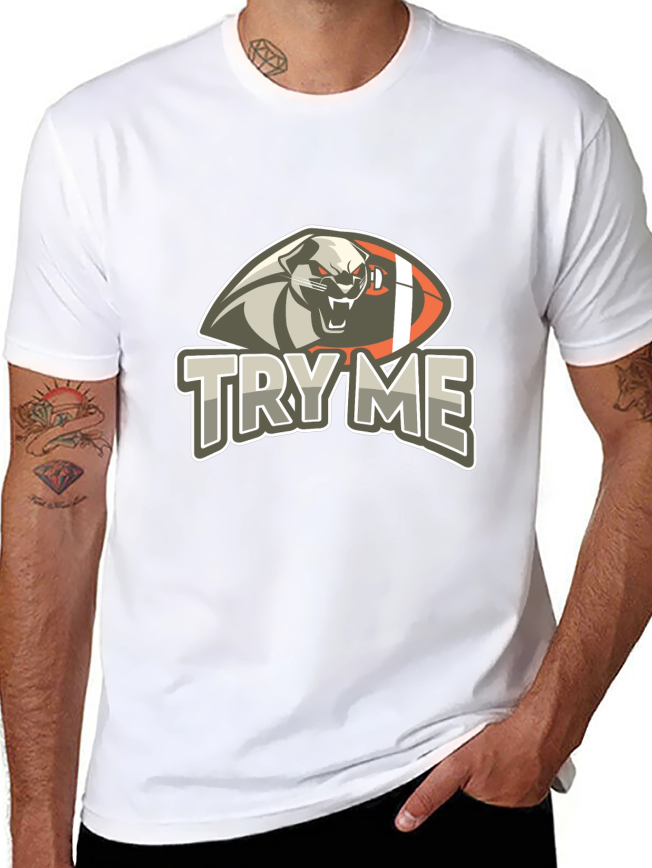 Try Me T-Shirt - Graphic Tee with Football Animal