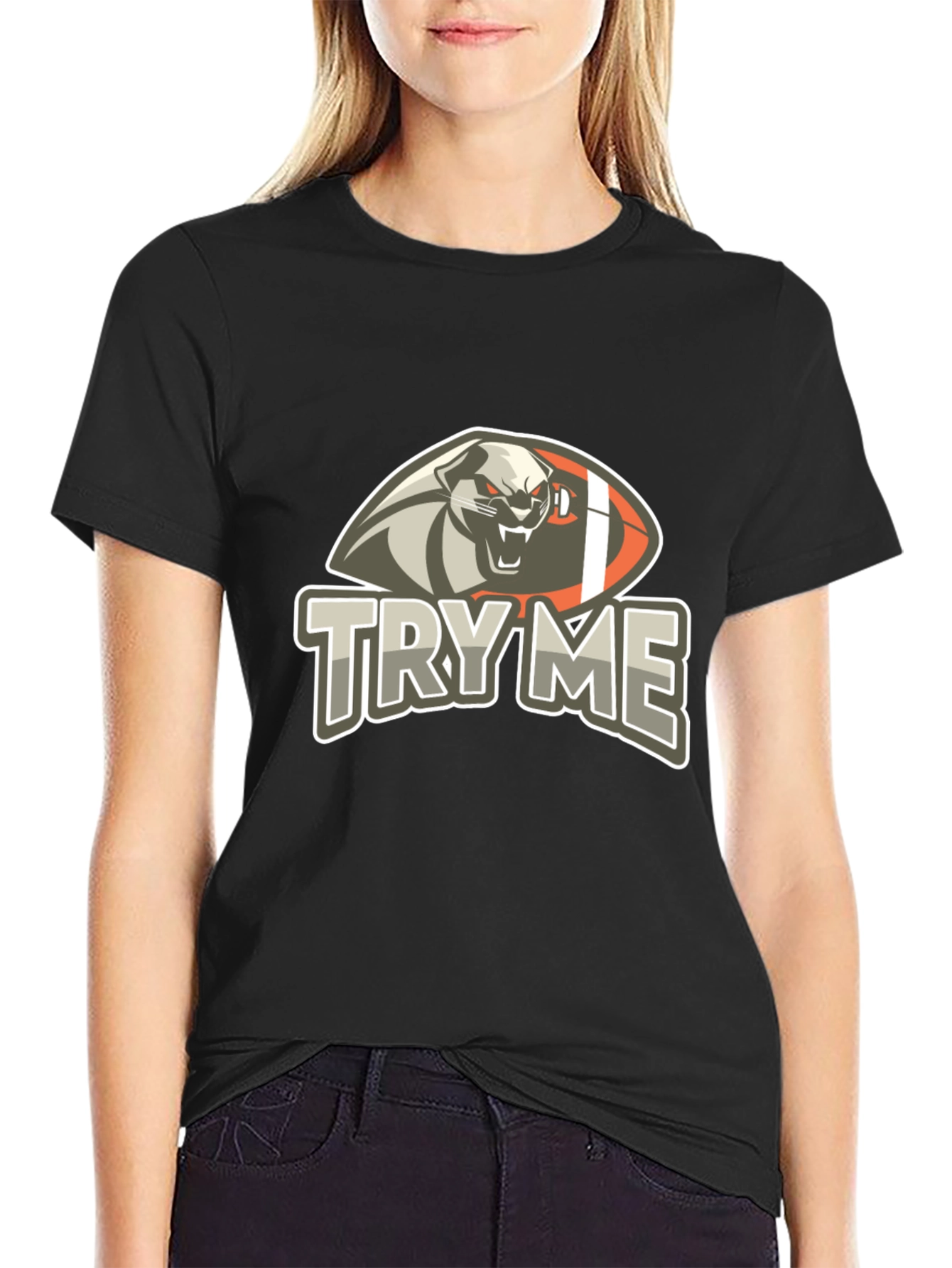 Try Me T-Shirt - Graphic Tee with Football Animal