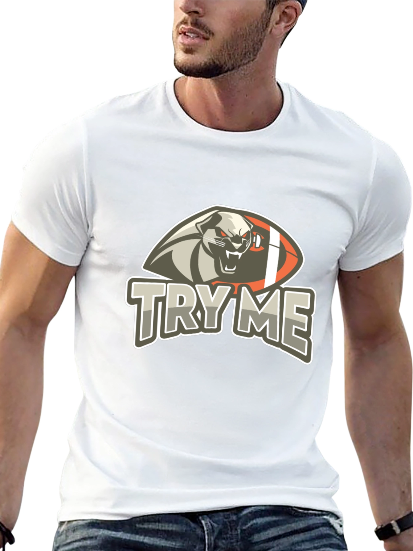Try Me T-Shirt - Graphic Tee with Football Animal