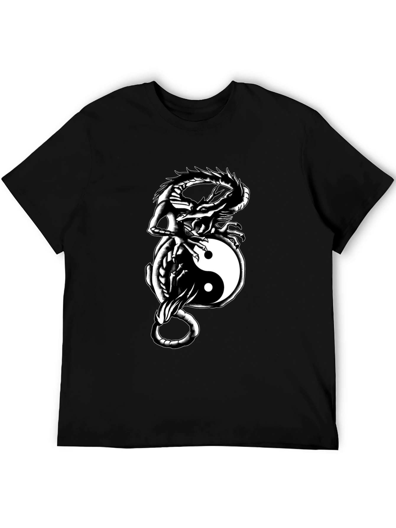 Yin Yang Dragon Graphic Tee - Black