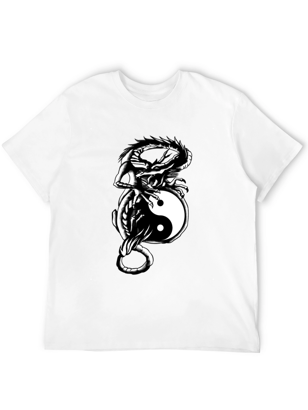 Yin Yang Dragon Graphic Tee - Black