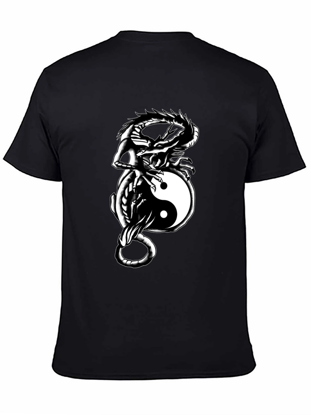 Yin Yang Dragon Graphic Tee - Black
