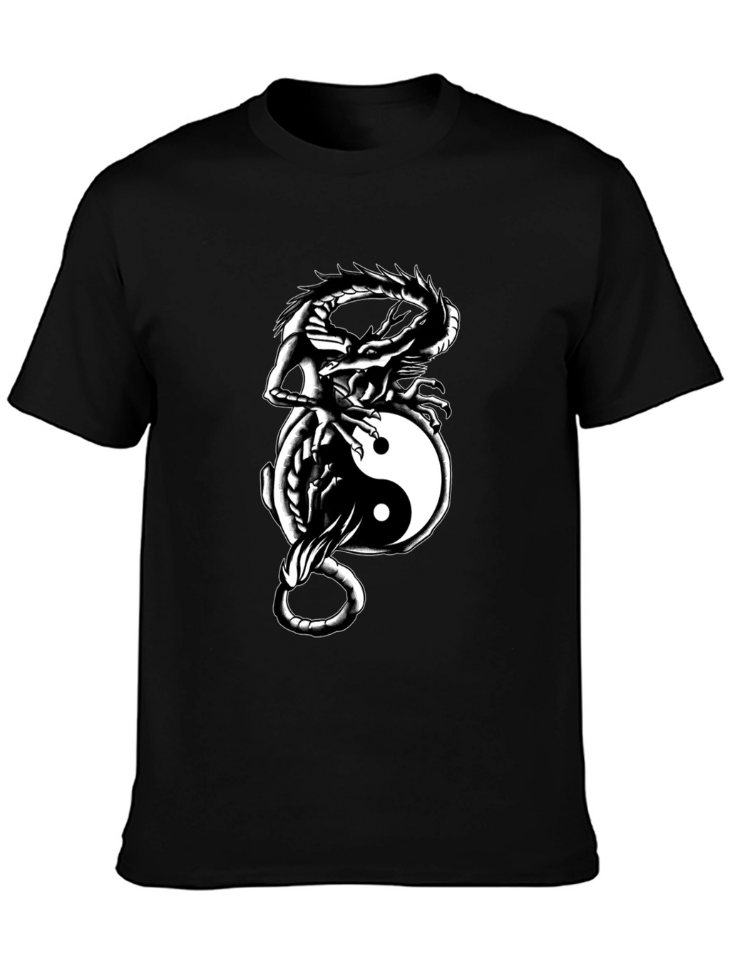 Yin Yang Dragon Graphic Tee - Black