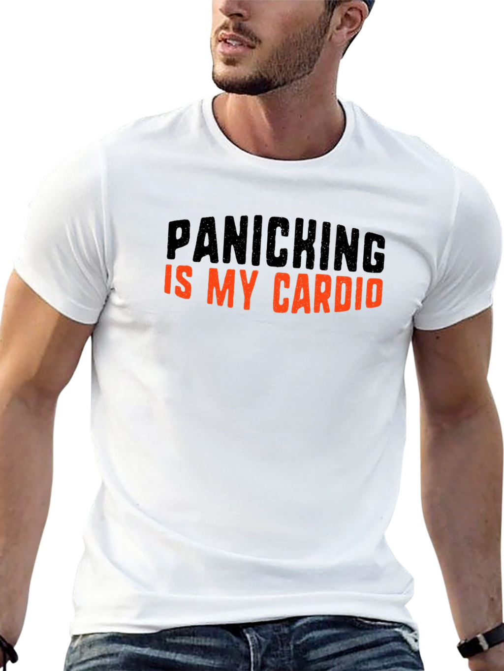 Funny Panicking Is My Cardio Black T-Shirt