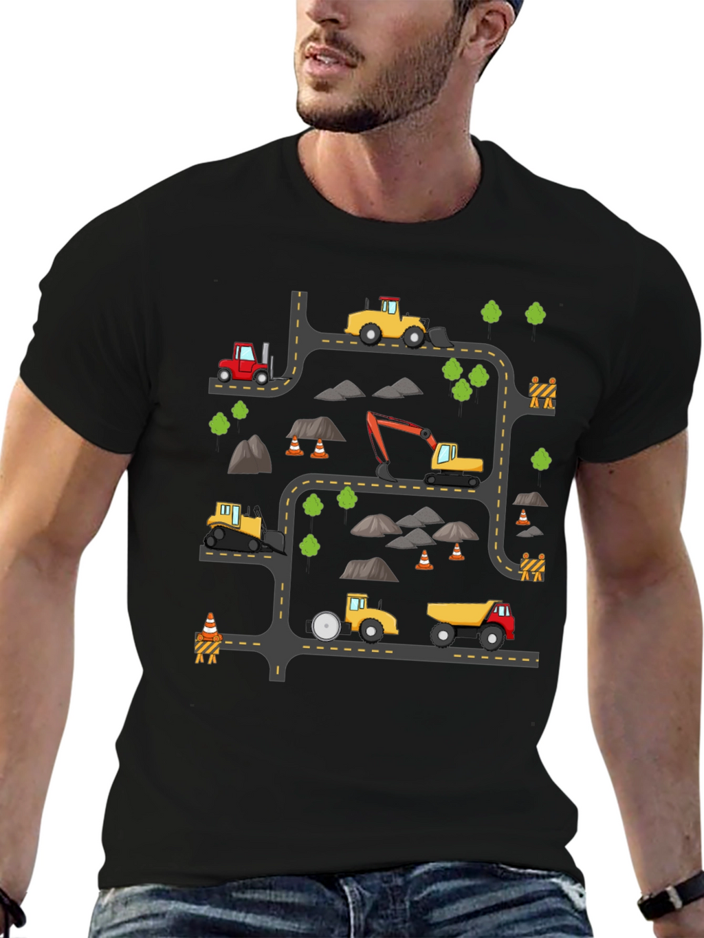 Construction Vehicle Graphic T-Shirt