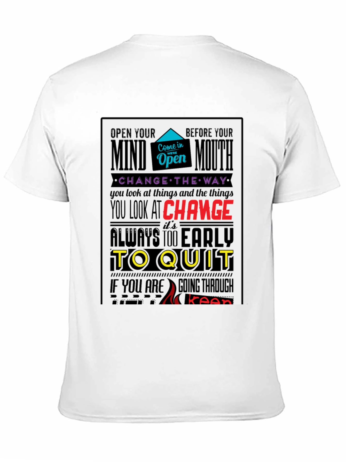 Motivational Graphic Print T-Shirt - Open Mind Positive Vibes