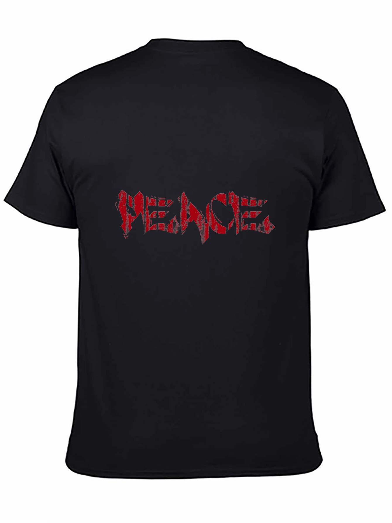Black Graphic Tee - Red PEACE Print