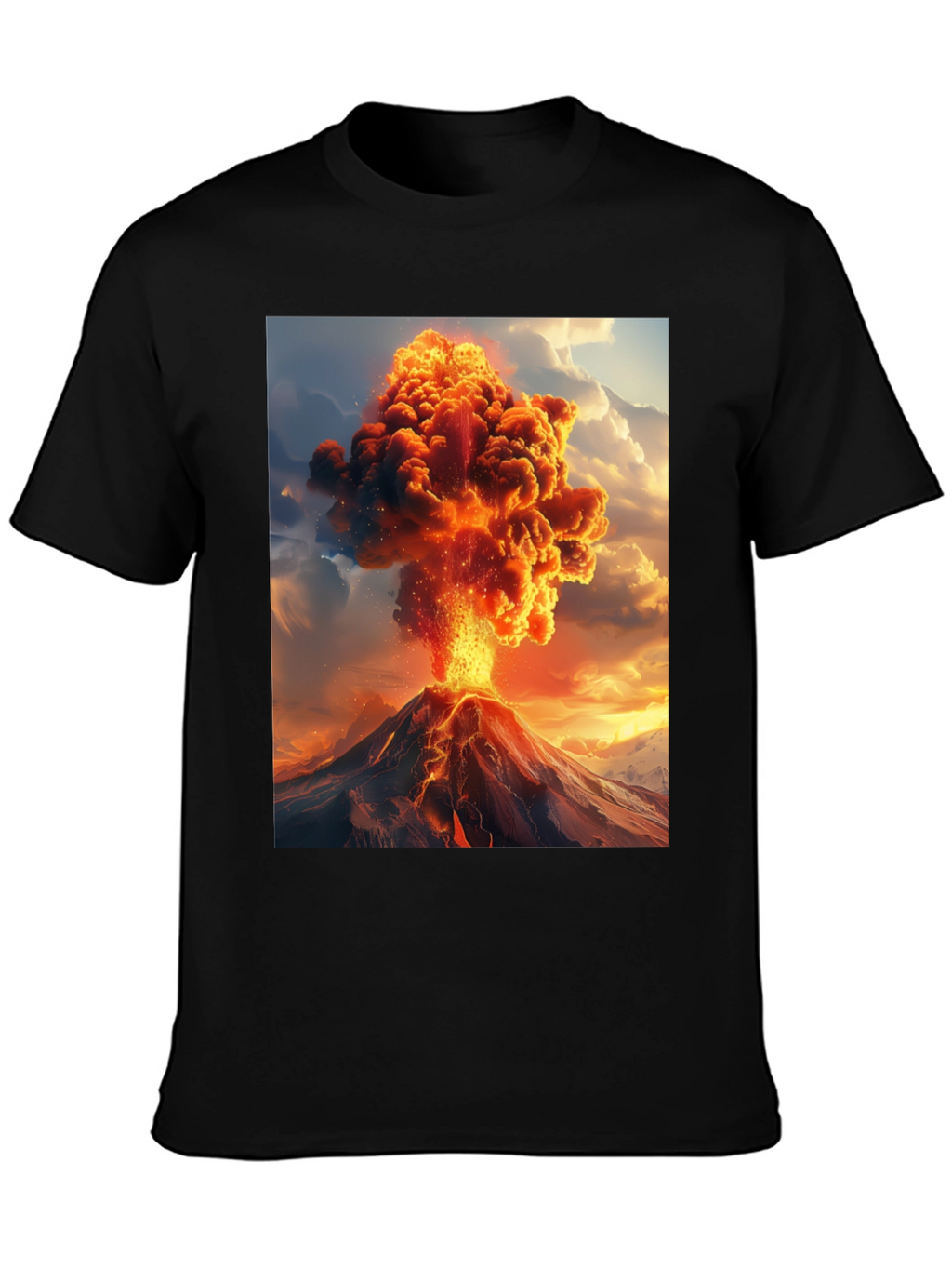 Volcano Eruption Graphic Tee - Black