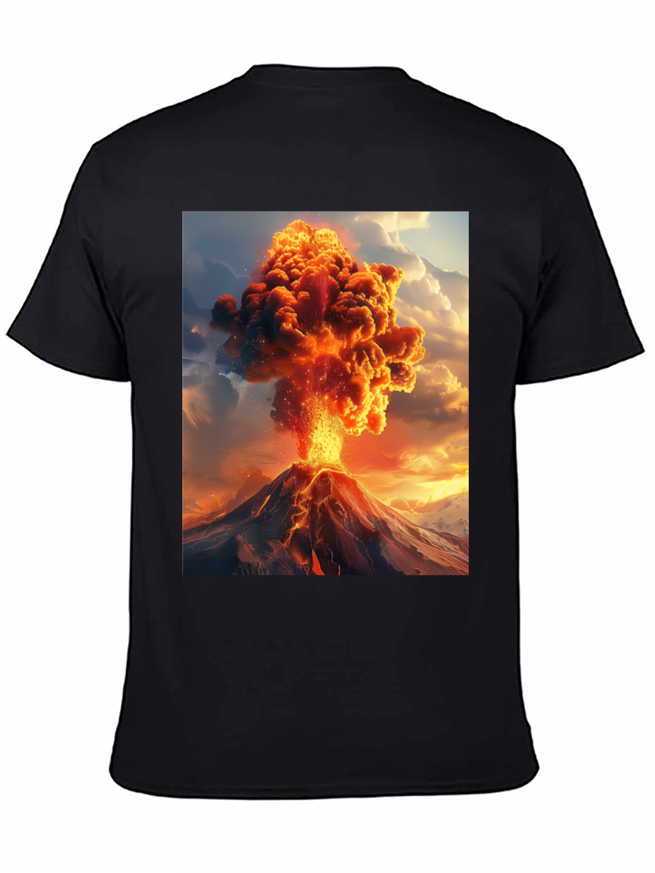 Volcano Eruption Graphic Tee - Black