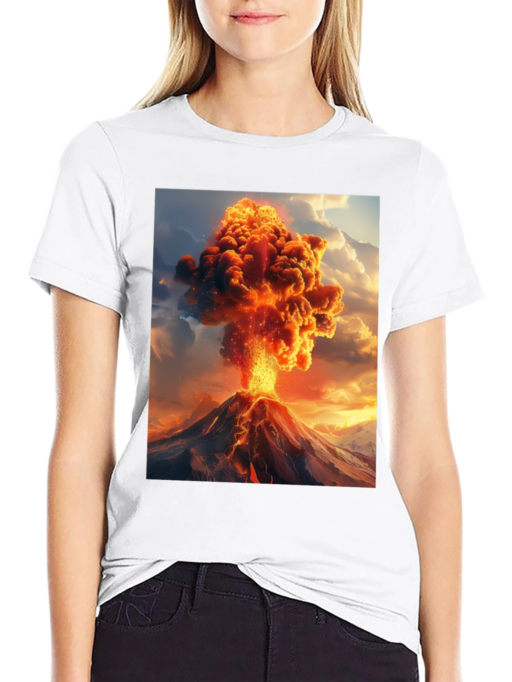 Volcano Eruption Graphic Tee - Black
