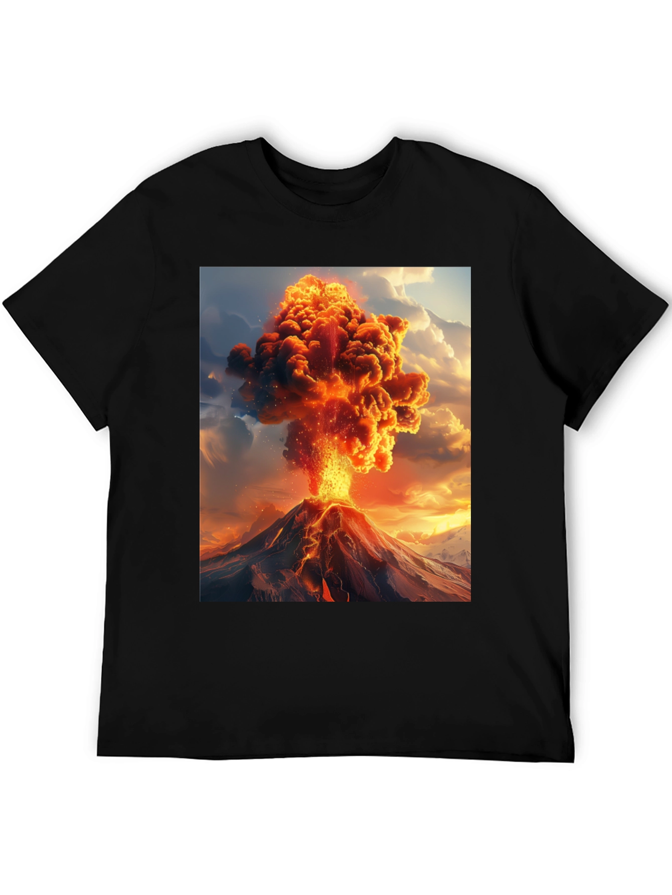 Volcano Eruption Graphic Tee - Black