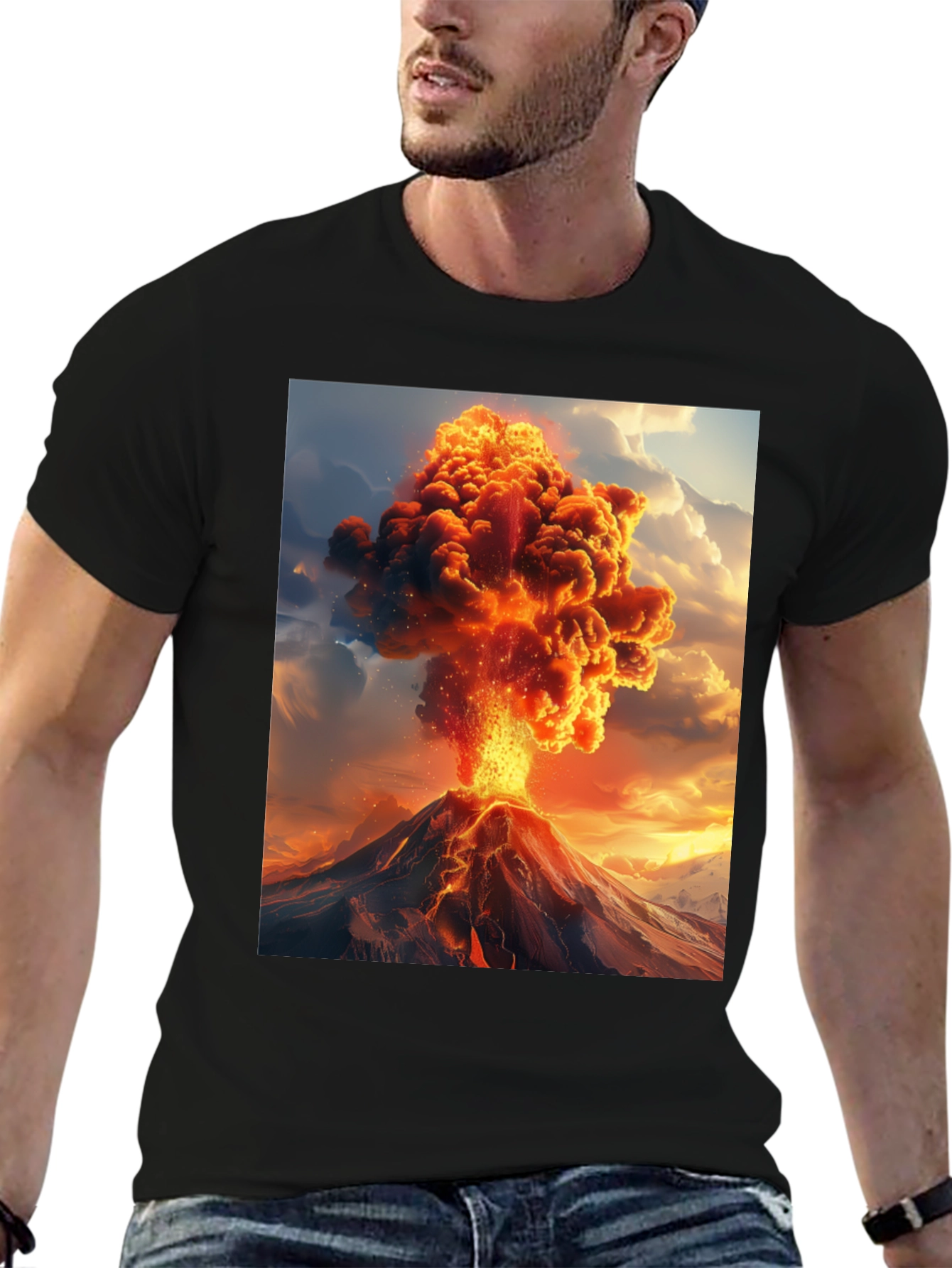Volcano Eruption Graphic Tee - Black