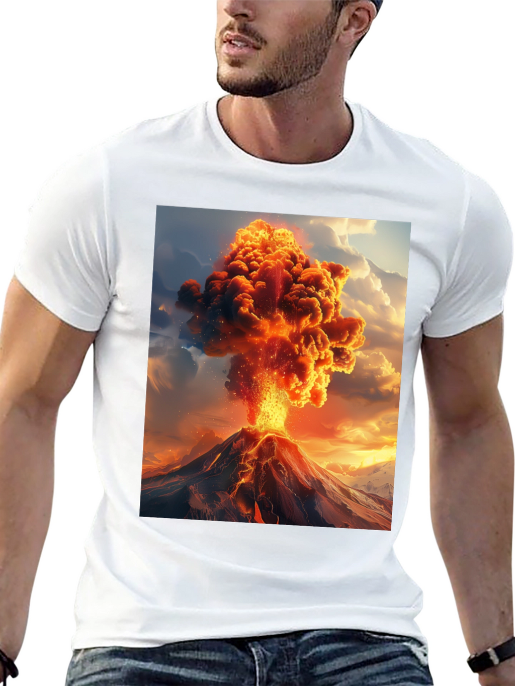 Volcano Eruption Graphic Tee - Black