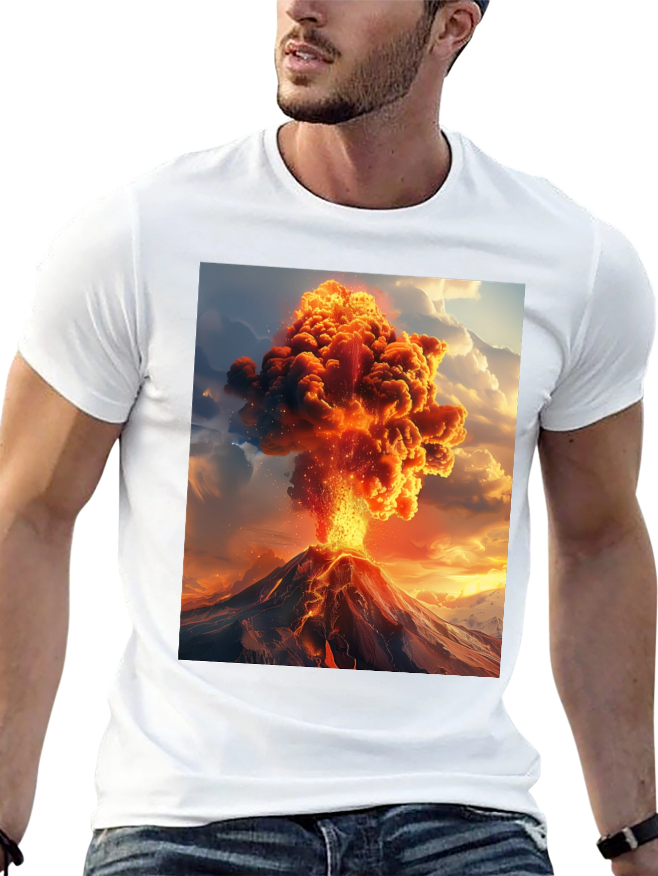 Volcano Eruption Graphic Tee - Black