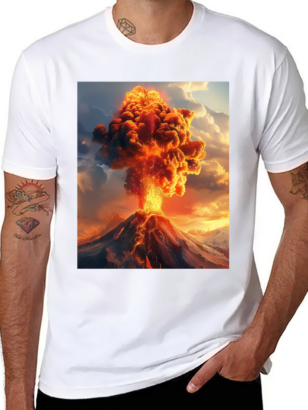 Volcano Eruption Graphic Tee - Black