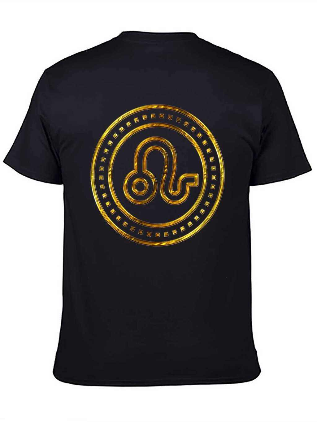 Gold Leo Zodiac Sign Black T-Shirt