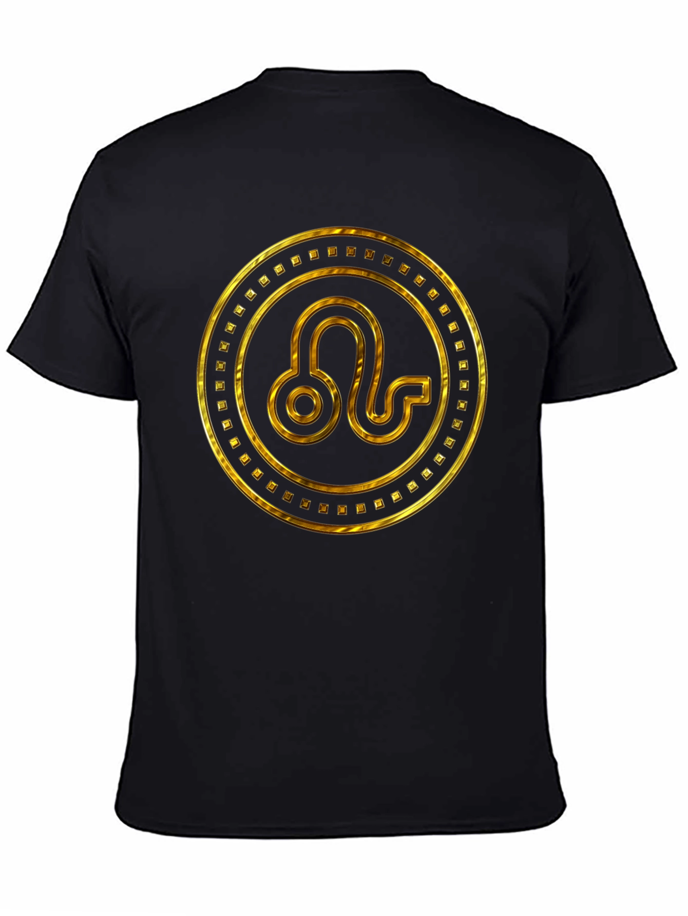 Gold Leo Zodiac Sign Black T-Shirt