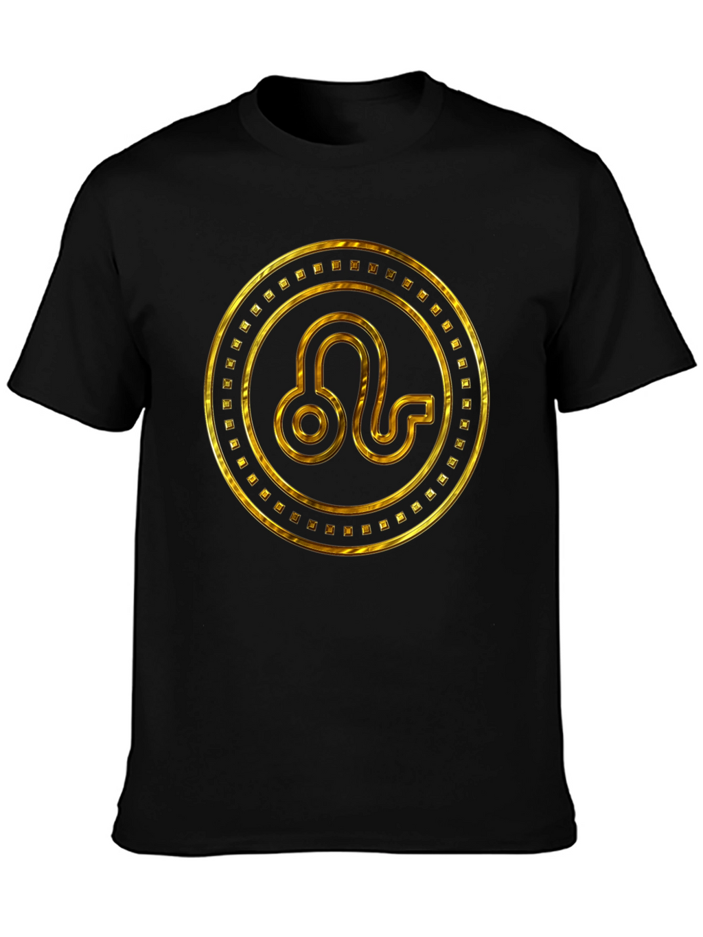 Gold Leo Zodiac Sign Black T-Shirt