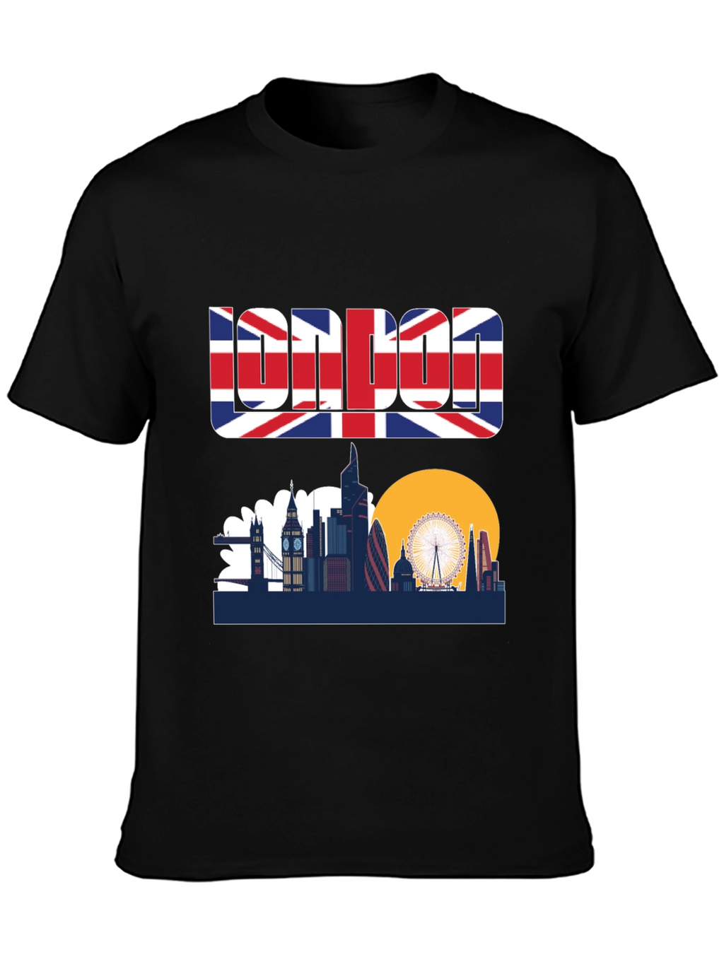 London Skyline Graphic Tee - UK Flag Design