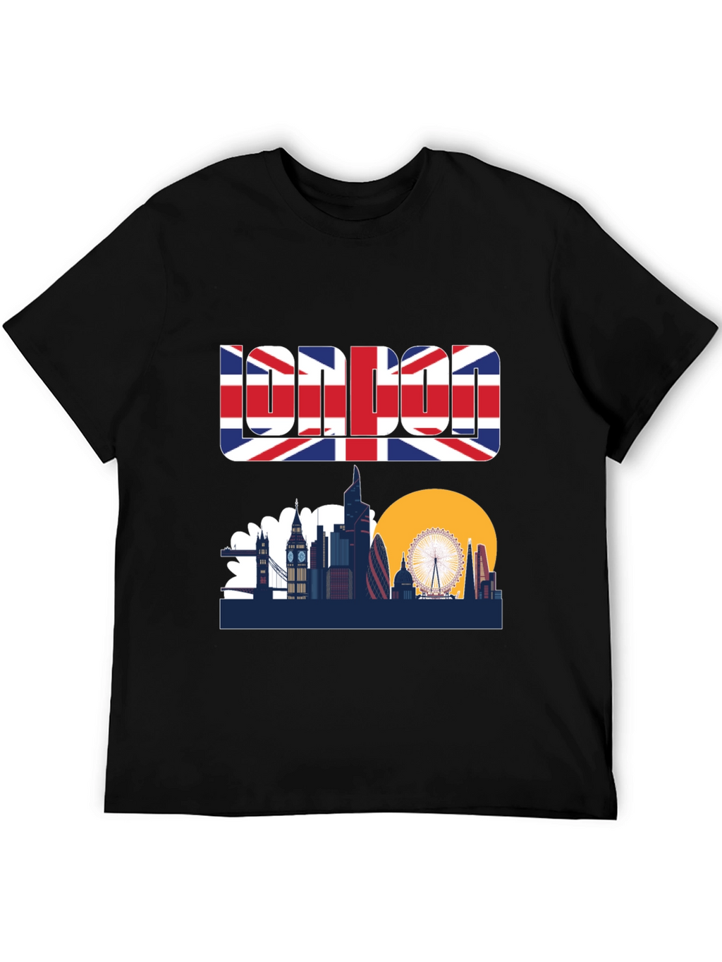 London Skyline Graphic Tee - UK Flag Design