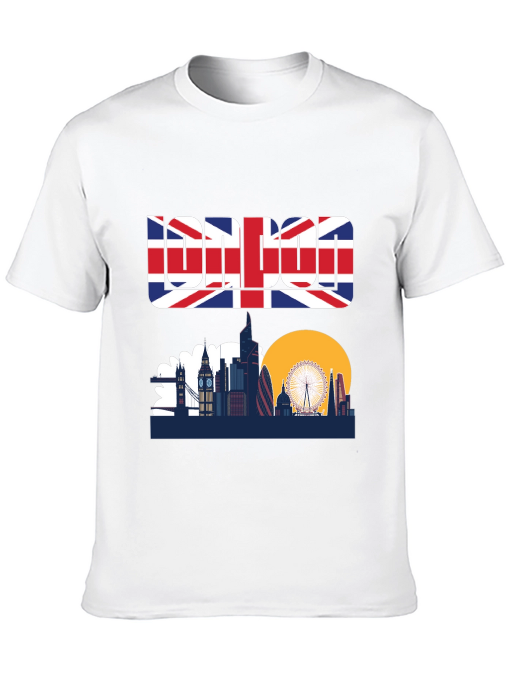 London Skyline Graphic Tee - UK Flag Design