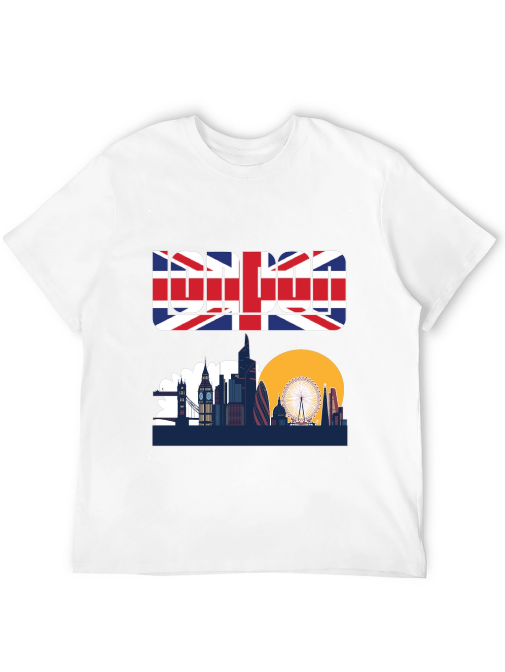 London Skyline Graphic Tee - UK Flag Design