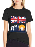 London Skyline Graphic Tee - UK Flag Design