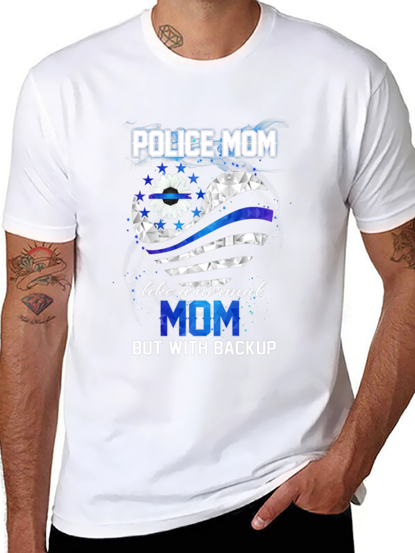 Police Mom Shirt - Thin Blue Line Heart Tee
