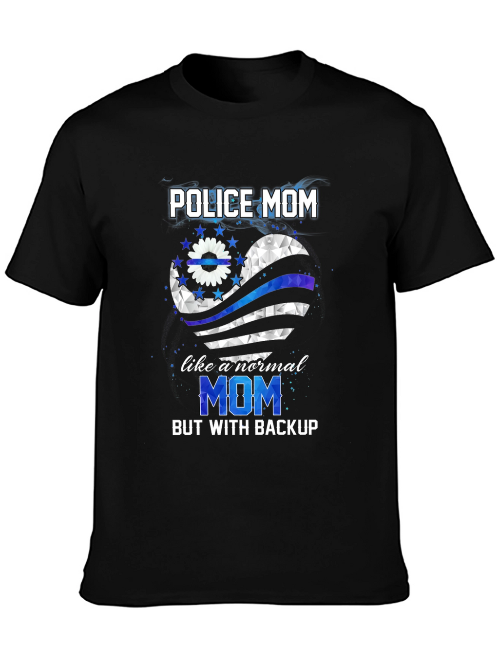 Police Mom Shirt - Thin Blue Line Heart Tee