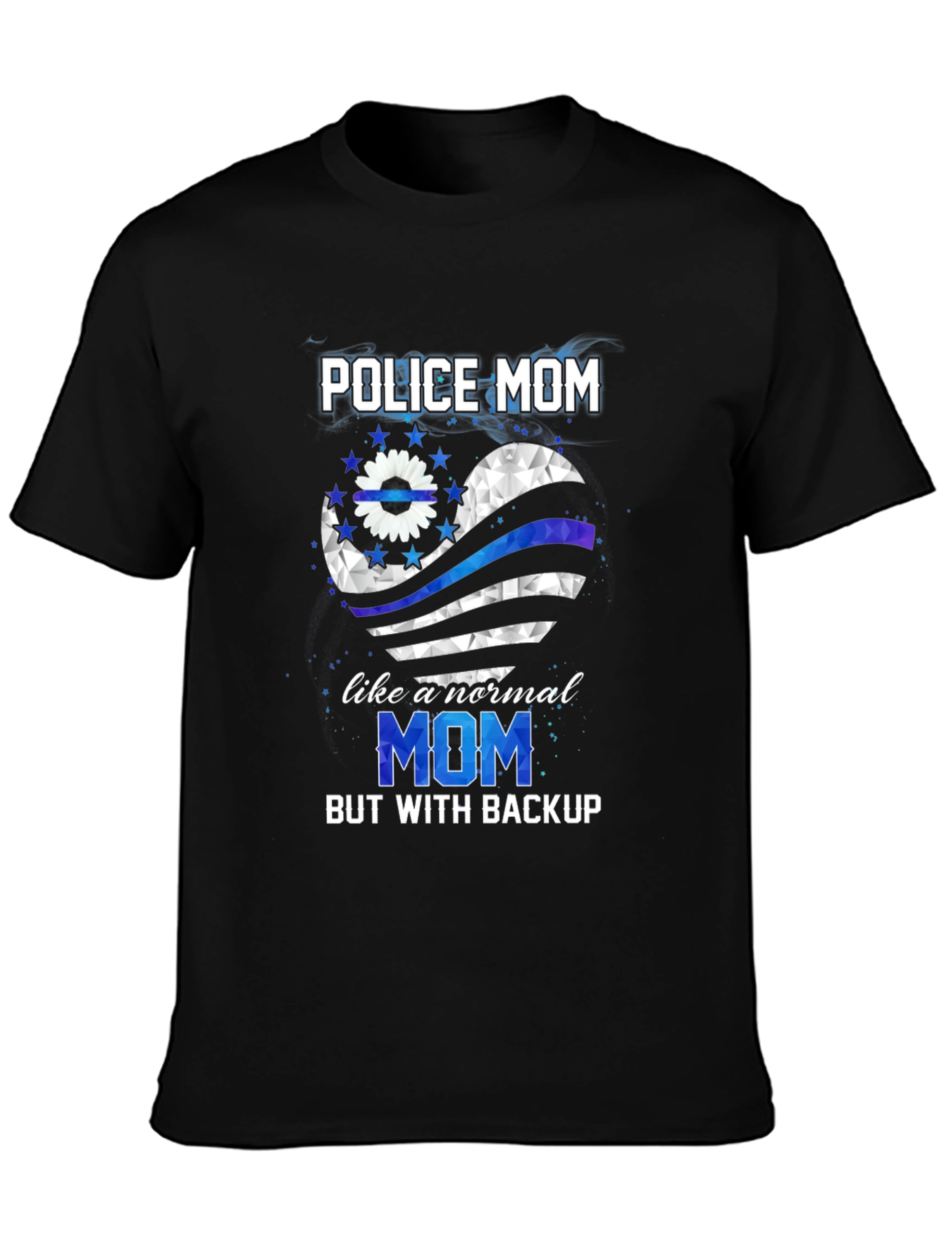Police Mom Shirt - Thin Blue Line Heart Tee