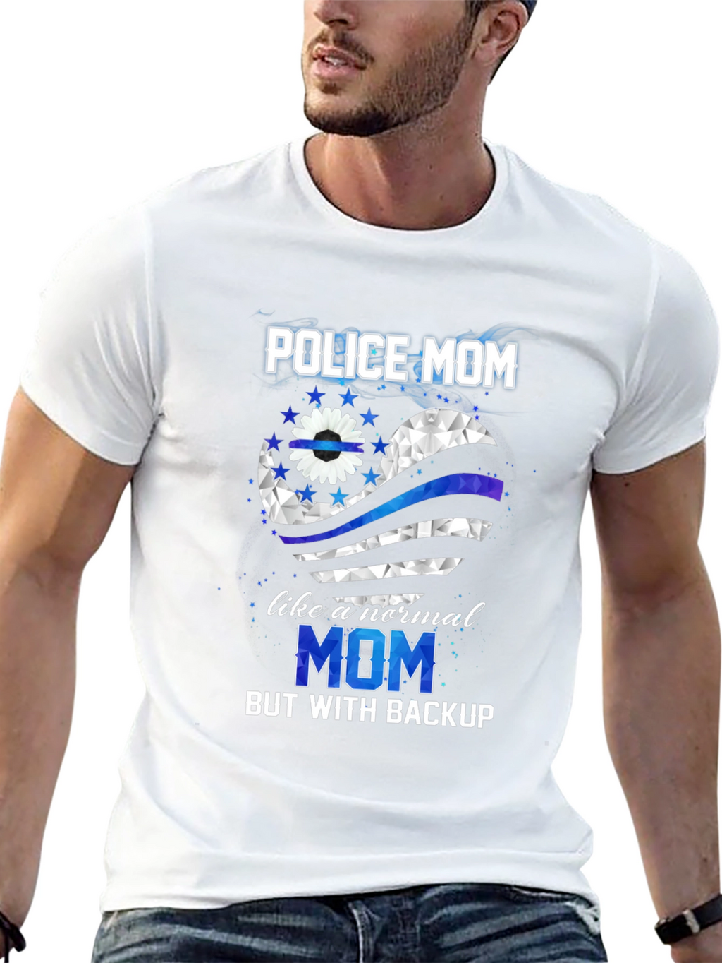 Police Mom Shirt - Thin Blue Line Heart Tee