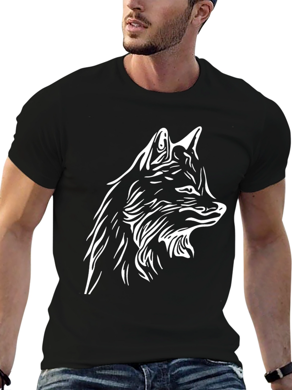 Wolf Graphic Black T-Shirt - Stylish Mens Tee