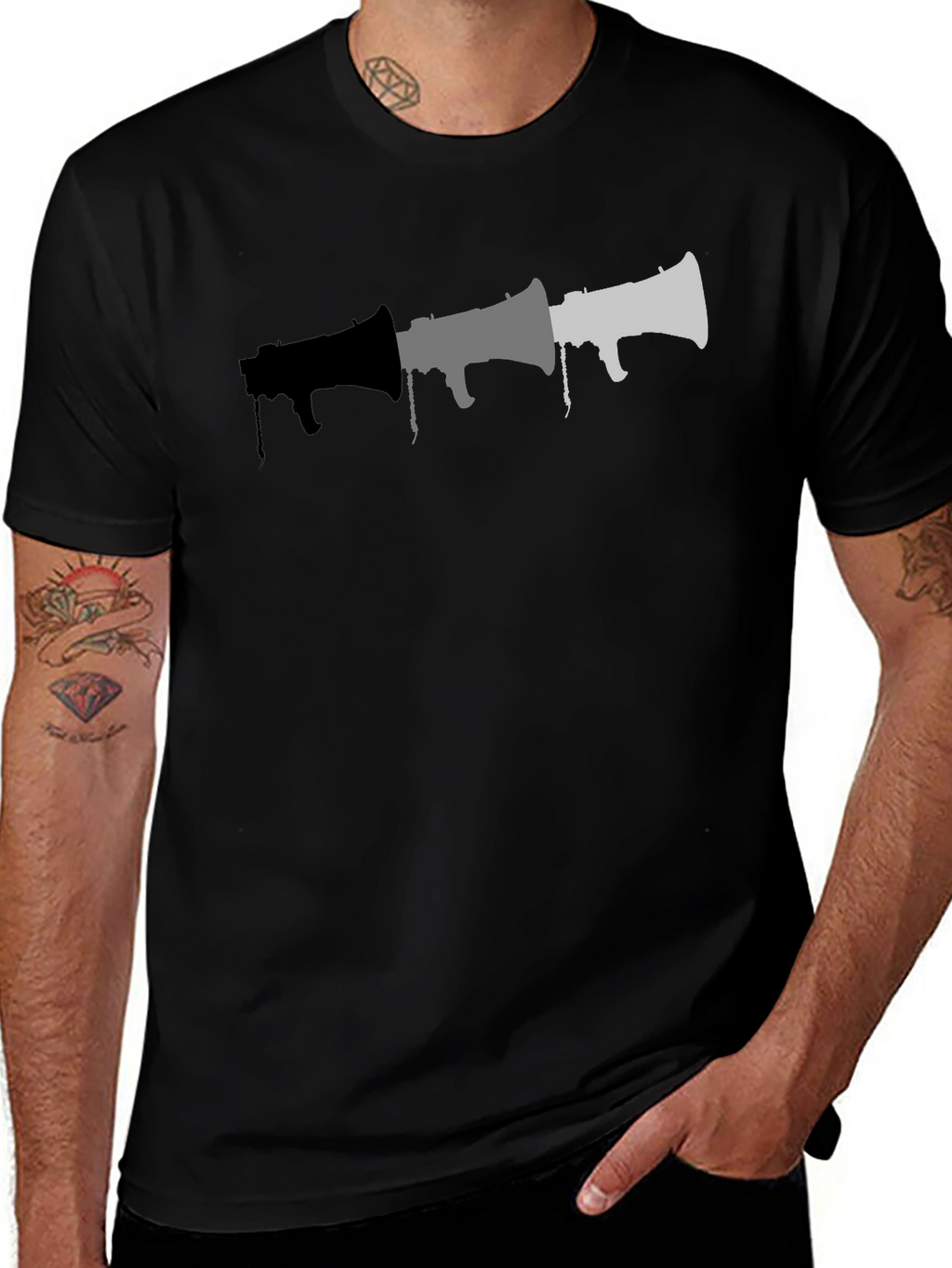 Graphic Megaphone T-Shirt - Black