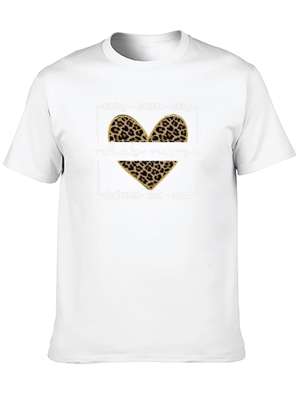 Rehab Nurse Leopard Heart Graphic T-Shirt