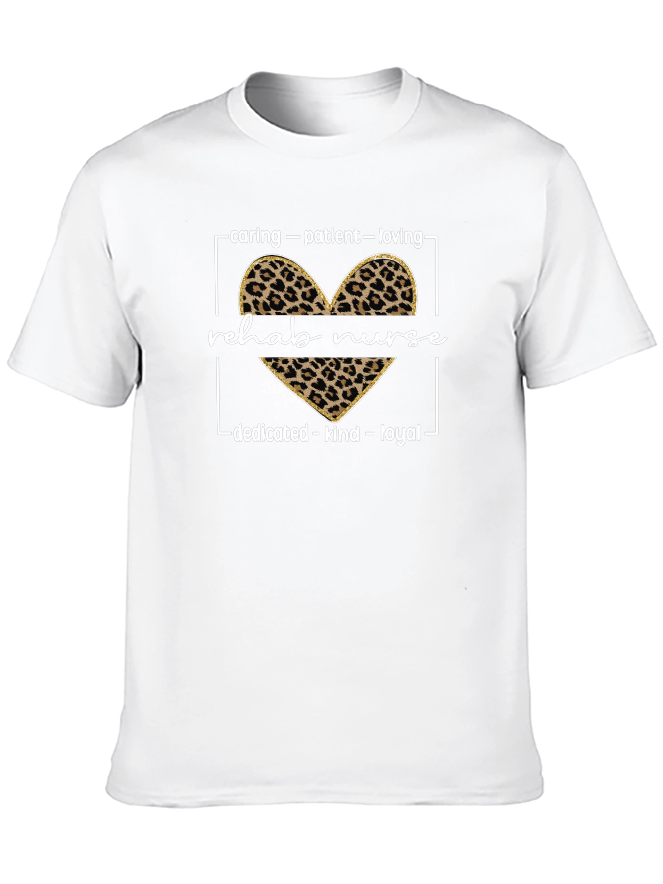 Rehab Nurse Leopard Heart Graphic T-Shirt