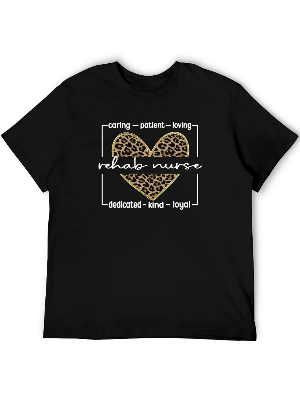 Rehab Nurse Leopard Heart Graphic T-Shirt