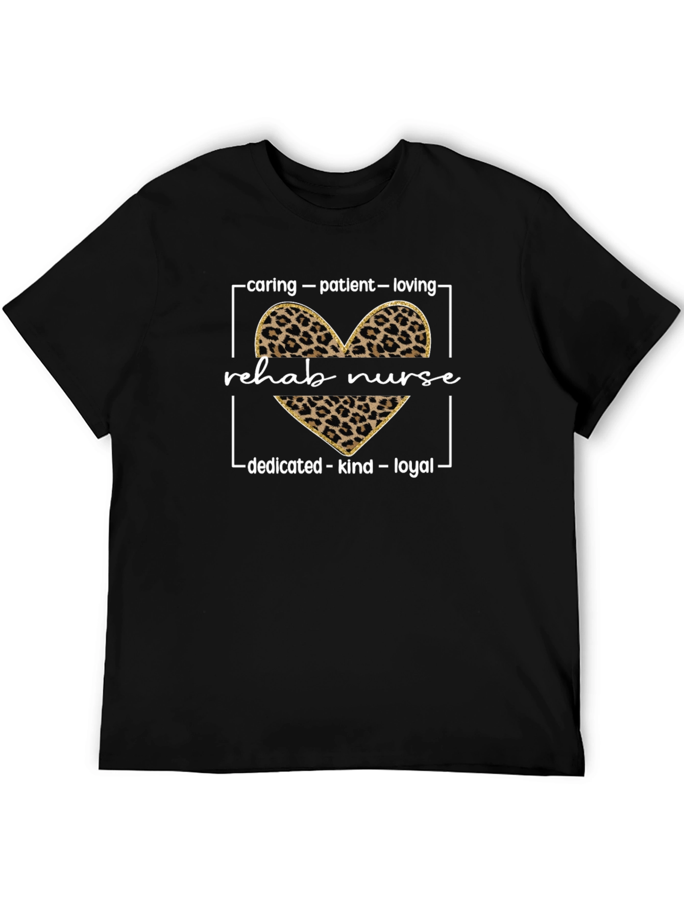 Rehab Nurse Leopard Heart Graphic T-Shirt