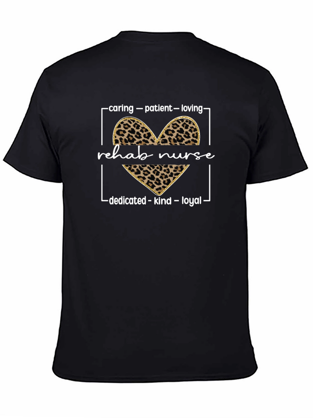 Rehab Nurse Leopard Heart Graphic T-Shirt