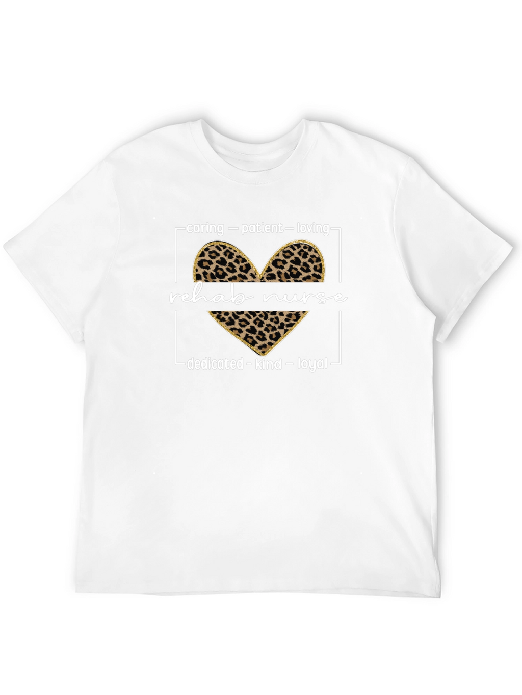Rehab Nurse Leopard Heart Graphic T-Shirt