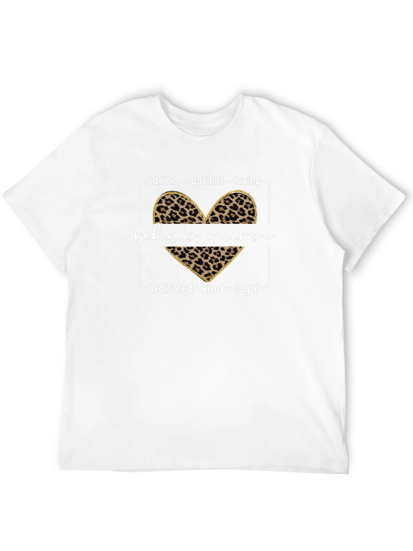 Rehab Nurse Leopard Heart Graphic T-Shirt
